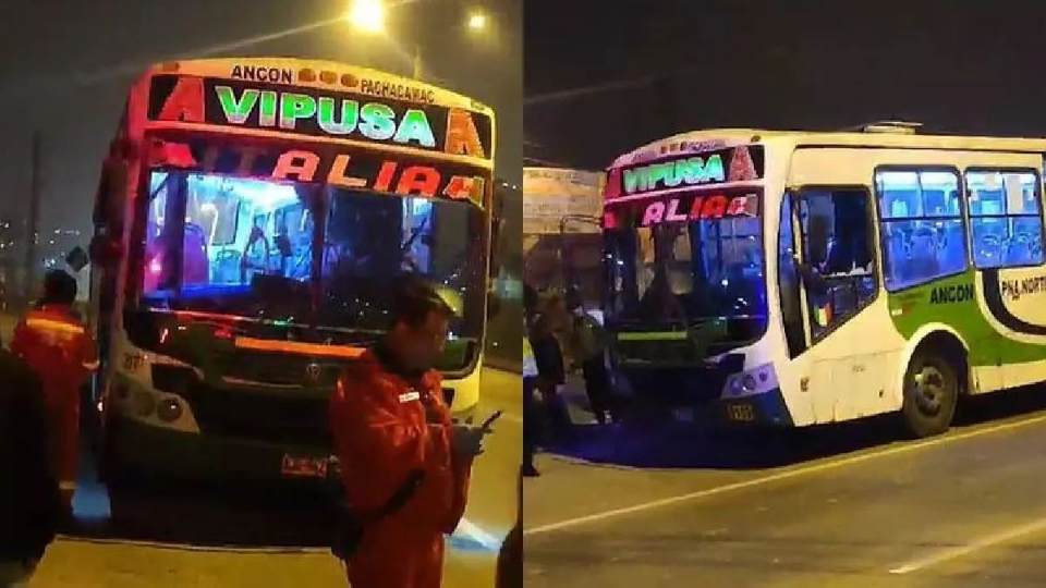Ancón : bus de la línea “Vipusa”que iba lleno de pasajeros fue baleado por segunda vez