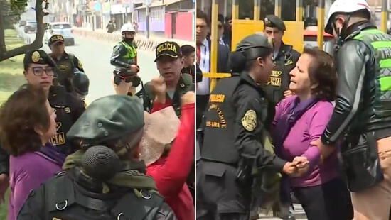 Docentes y vecinos se enfrentan a PNP en protesta contra Boluarte tras apertura de Escuela Bicentenario en Rímac