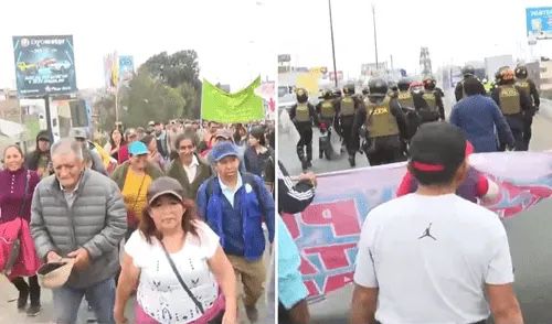 Bloquean la Panamericana Norte y marchan hacia la PCM para exigir agua y desagüe: "Que tomen medidas correctivas".