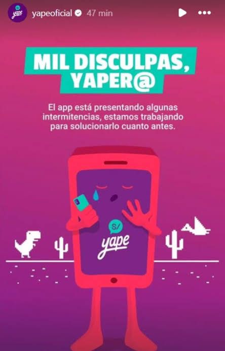 Reportan caída de yape