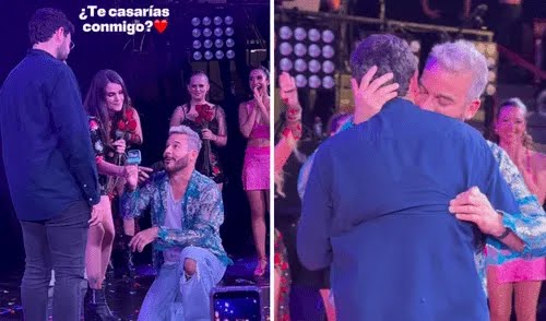 Adolfo Aguilar sorprende y le pide matrimonio a su novio en vivo. 