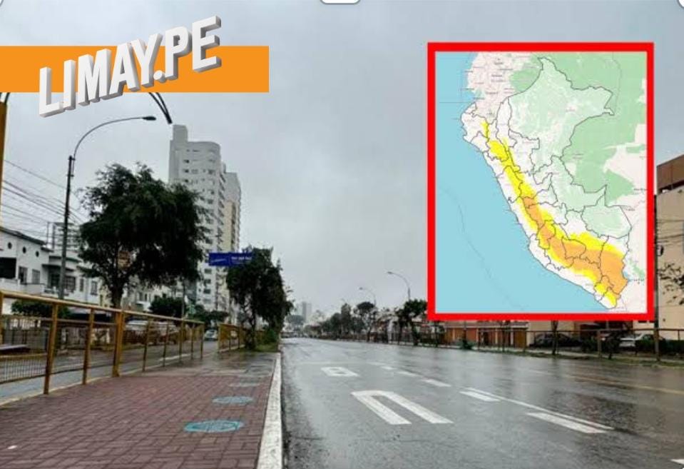 Alerta naranja por lluvias en Lima y 11 regiones del Perú