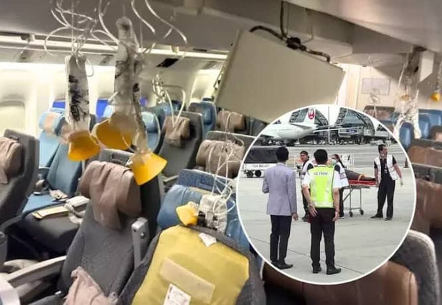 ¡De película! Tras fuerte turbulencia avión cayó".  01 muerto y 20 pasajeros de Singapore Airlines se encuentran en UCI