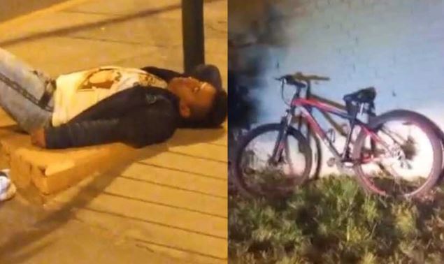 Ladrón en estado de ebriedad roba bicicleta y se queda dormido en la vereda 