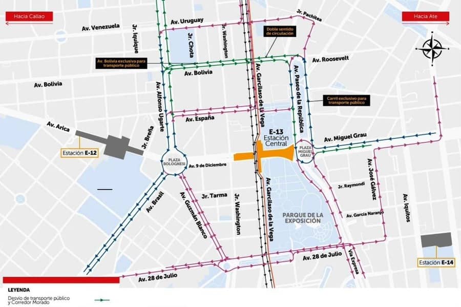 Línea 2: entérate qué vías serán restringidas por la construcción de Estación Central