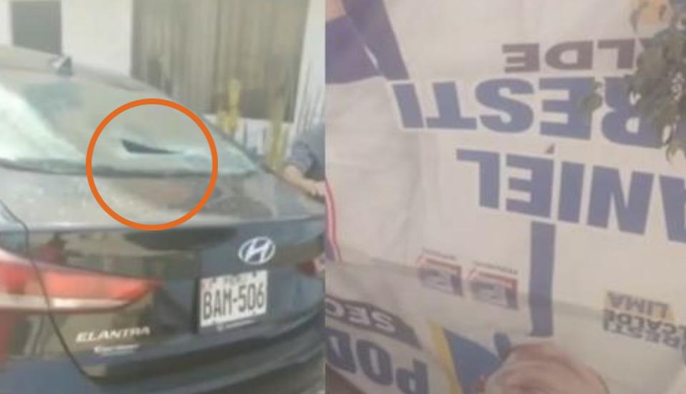 Hombre denuncia que cartel electoral de Podemos Perú cayó sobre su vehículo