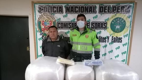 Ayacucho: PNP incauta a dos sujetos más de 80 kilos de drogas