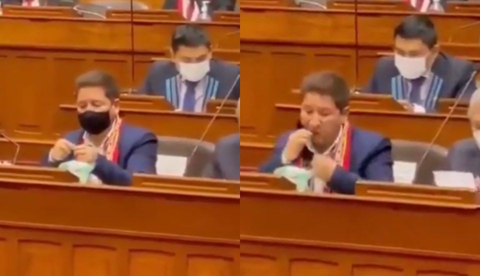 Guido Bellido es captado chacchando coca durante la sesión del Pleno del Congreso