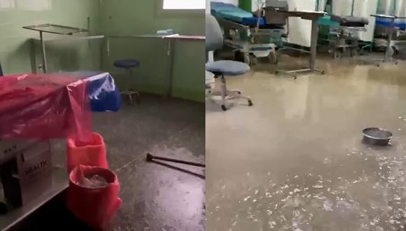Lluvia torrencial inunda Hospital de Chota durante atención de pacientes