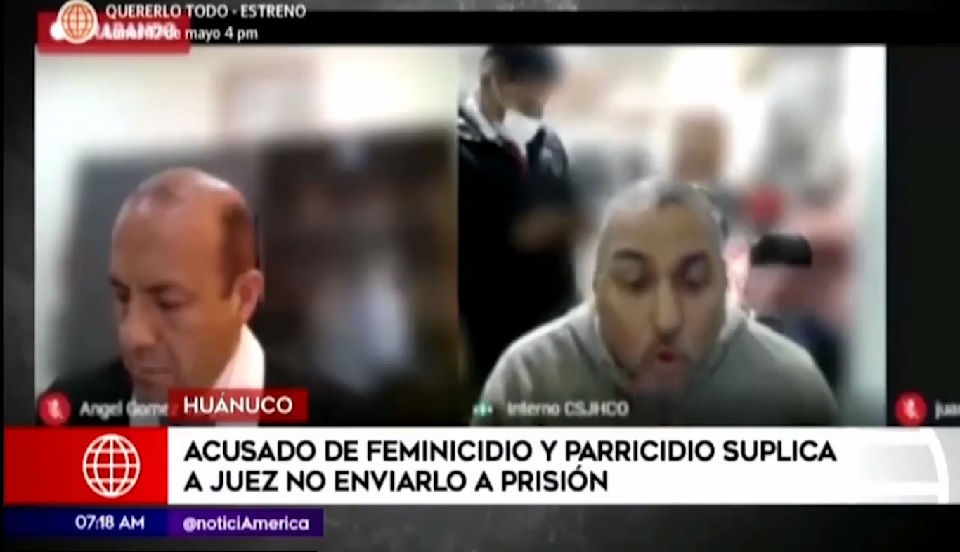 Huánuco: presunto feminicida y parricida llora ante juez para no ir a la cárcel