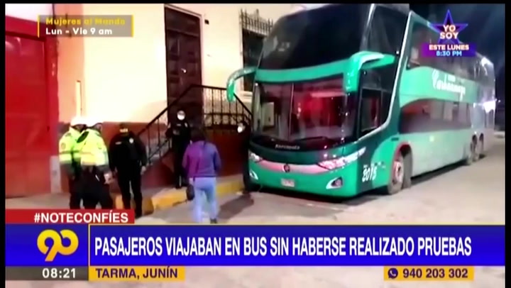 Junín: Intervienen bus con 30 pasajeros que viajaban sin constancia de prueba contra el COVID-19