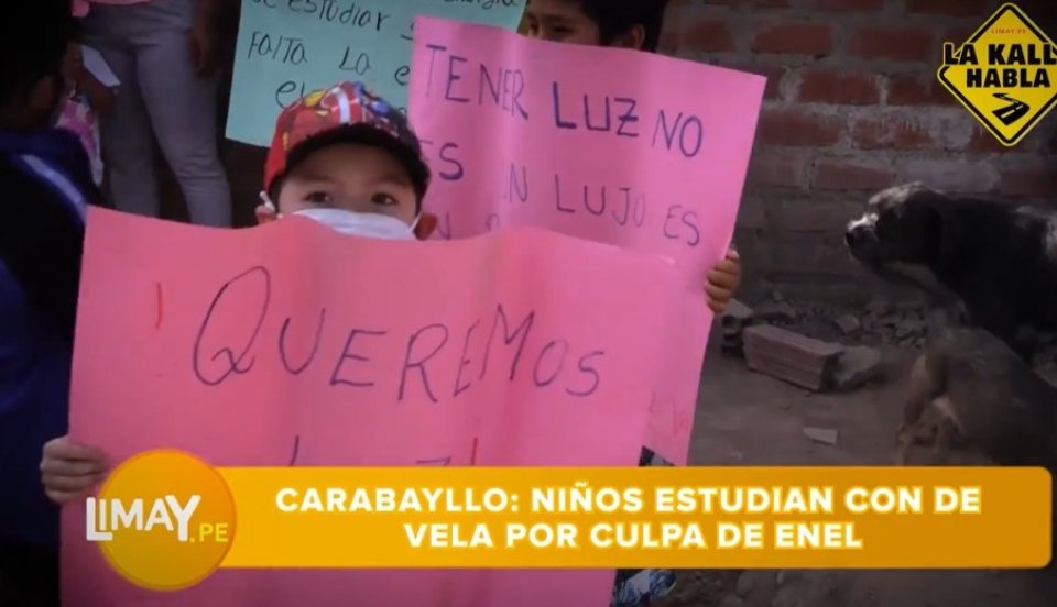 Carabayllo: Niños estudian con vela por culpa de Enel