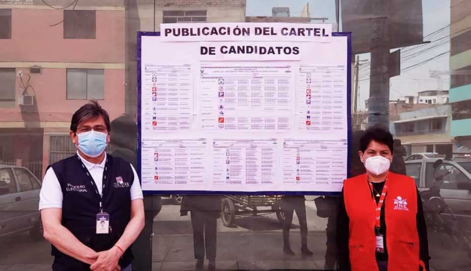 Este es el cartel de candidatos publicado por la ODPE de Lima Norte
