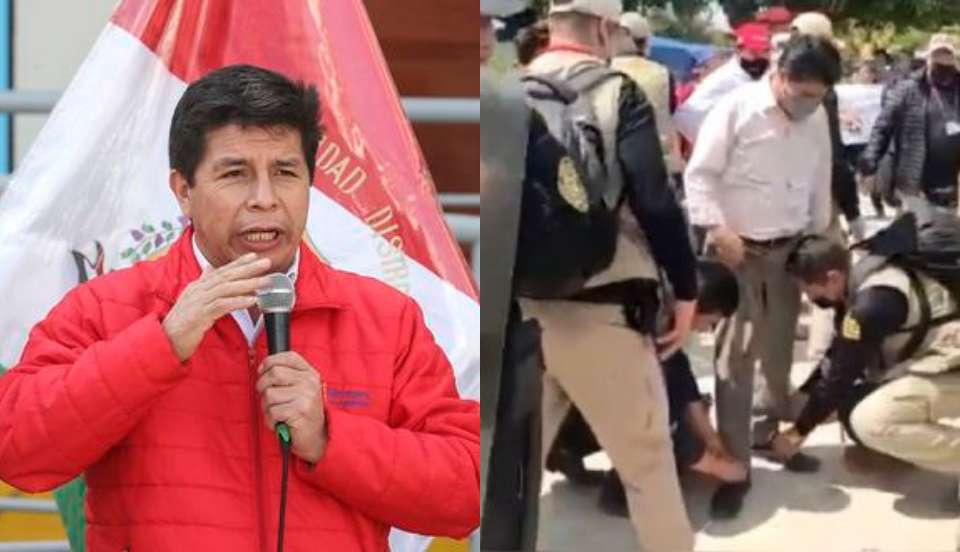 Pedro Castillo se excusa tras vídeo viral en el que un policía le ata los zapatos