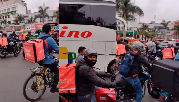 Perú vs Venezuela: Repartidores de delivery escoltaron bus que transportó a la Vinotinto