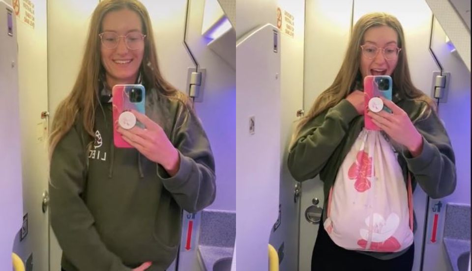 [VIDEO] Viral: Mujer Finge que está embarazada para colar una bolsa extra en el avión 